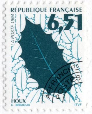 セイヨウヒイラギフランス共和国切手